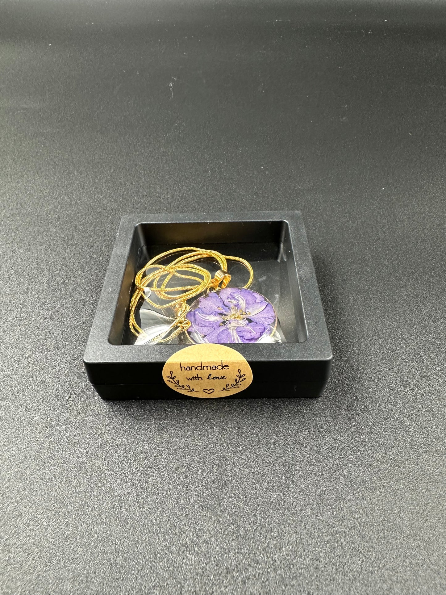 July Purple Swallowwort Month Flower Necklace, Handmade Pressed Real Flower Necklace, Unique Gift, Gold Snake Chain - Melissa Art Collection