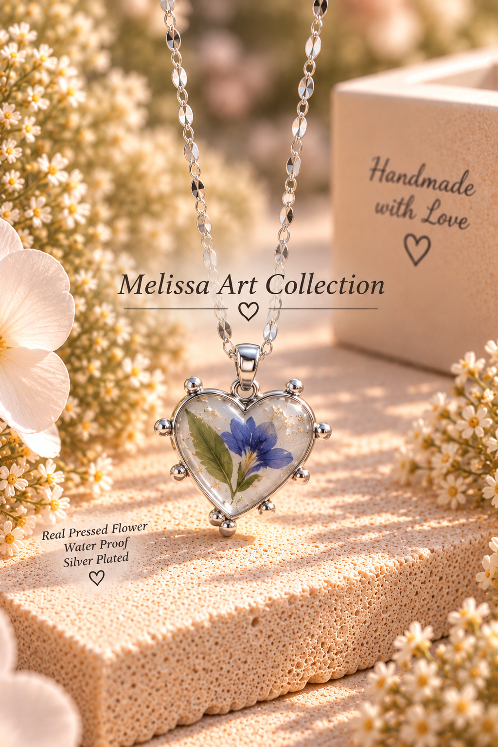 🔵 Blue Garden Heart Necklace