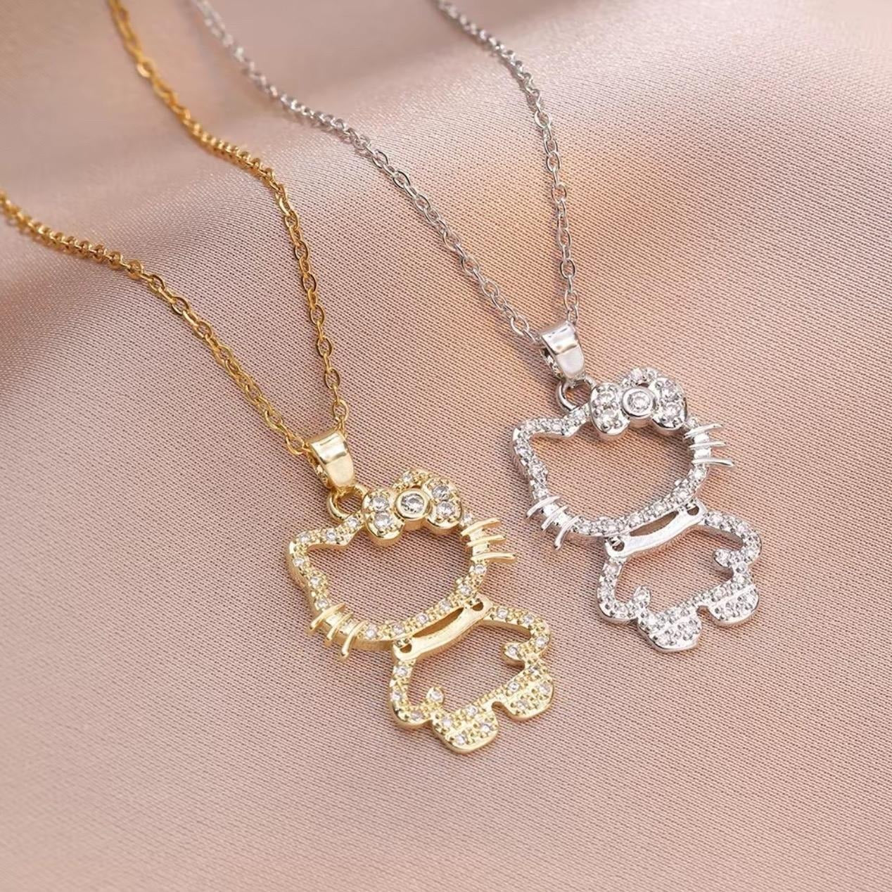HK Diamond Cat Necklace