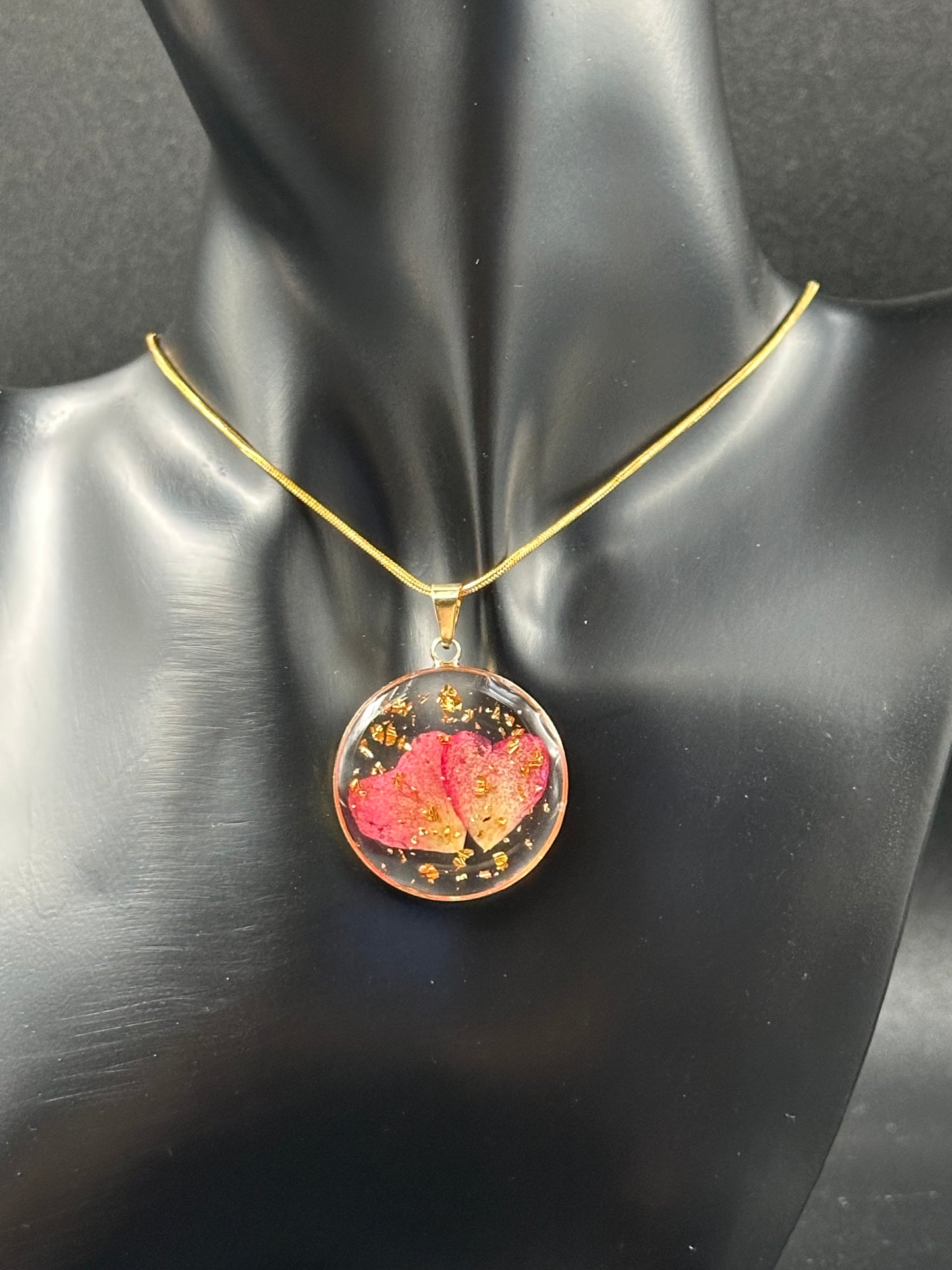 January Carnation Month Flower Necklace, Birth Flower Necklace, Handmade Pressed Real Flower Necklace, Uniquee Holiday Gift, Gold Snake Chain - Melissa Art Collection