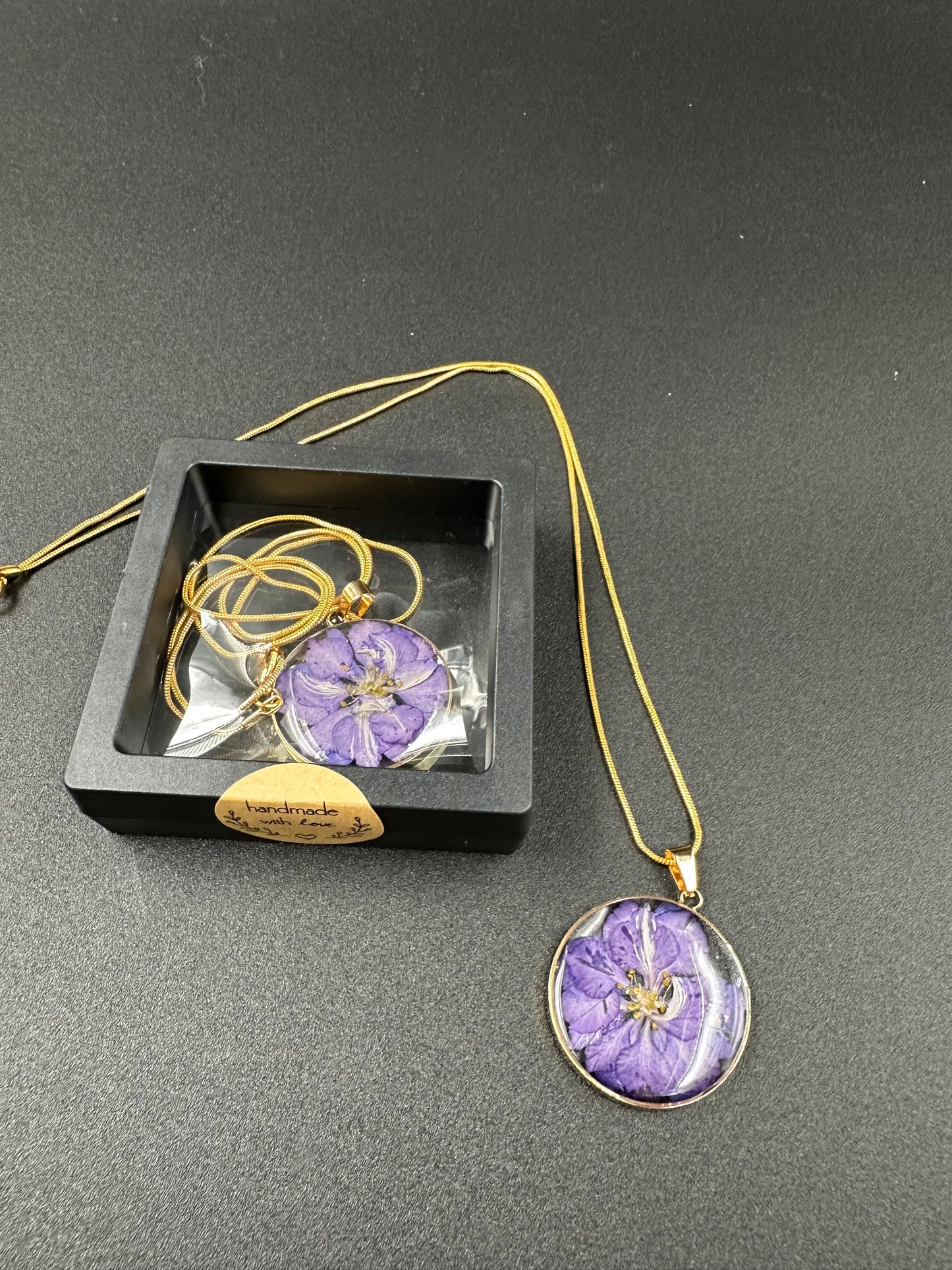 July Purple Swallowwort  Month Flower Necklace, Handmade Pressed Real Flower Necklace, Unique  Gift, Gold Snake Chain - Melissa Art Collection