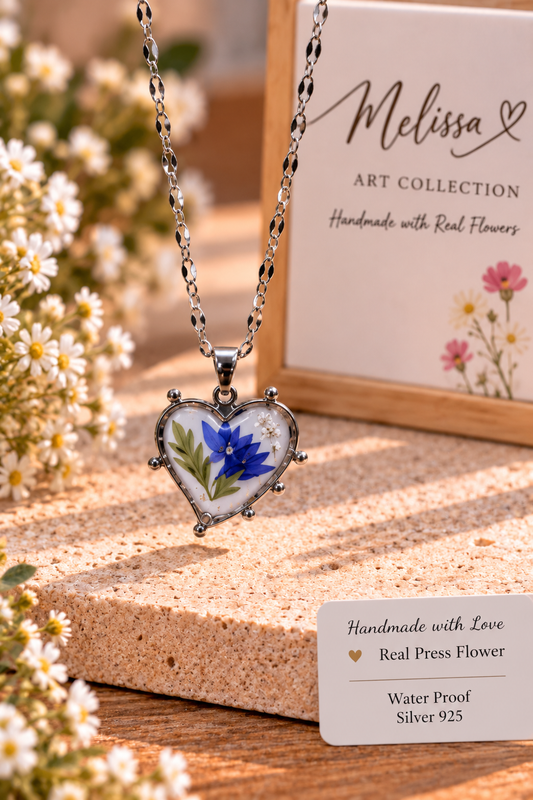 🔵 Blue Garden Heart Necklace