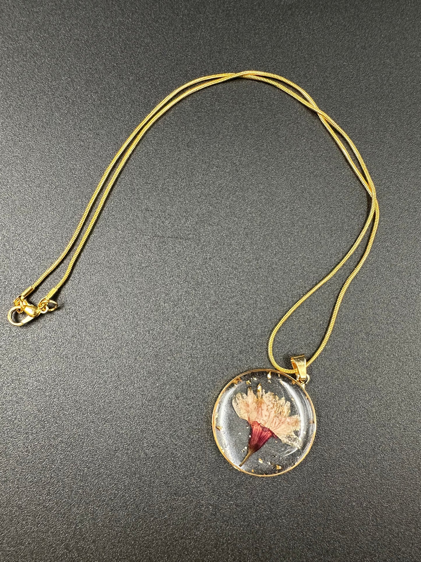 August Gladiolus Month Flower Necklace, Birth Flower Necklace, Handmade Pressed Real Flower Necklace, Unique  Gift, Gold Snake Chain - Melissa Art Collection