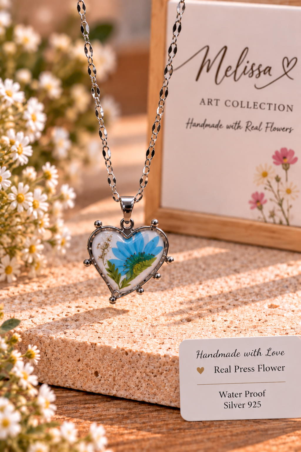 🔵 Blue Garden Heart Necklace