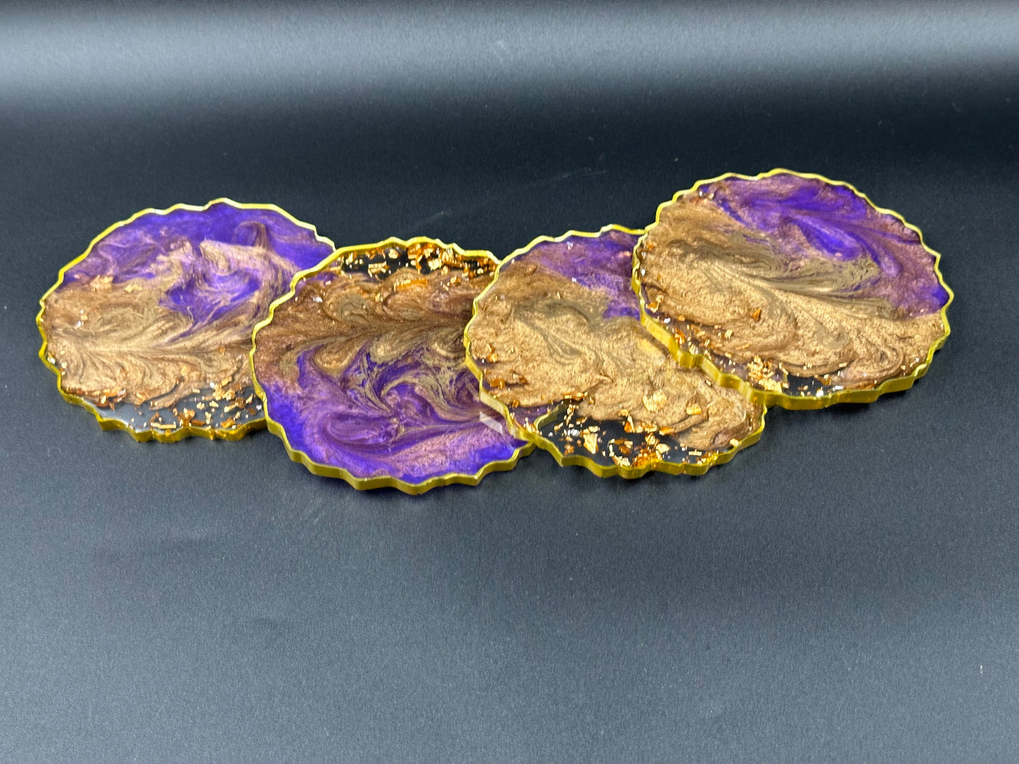 Sparkle resin tray made with hand, purple and gold resin tray, resin tray with handles, resin coasters, perfume tray, Birthday gifts - Melissa Art Collection