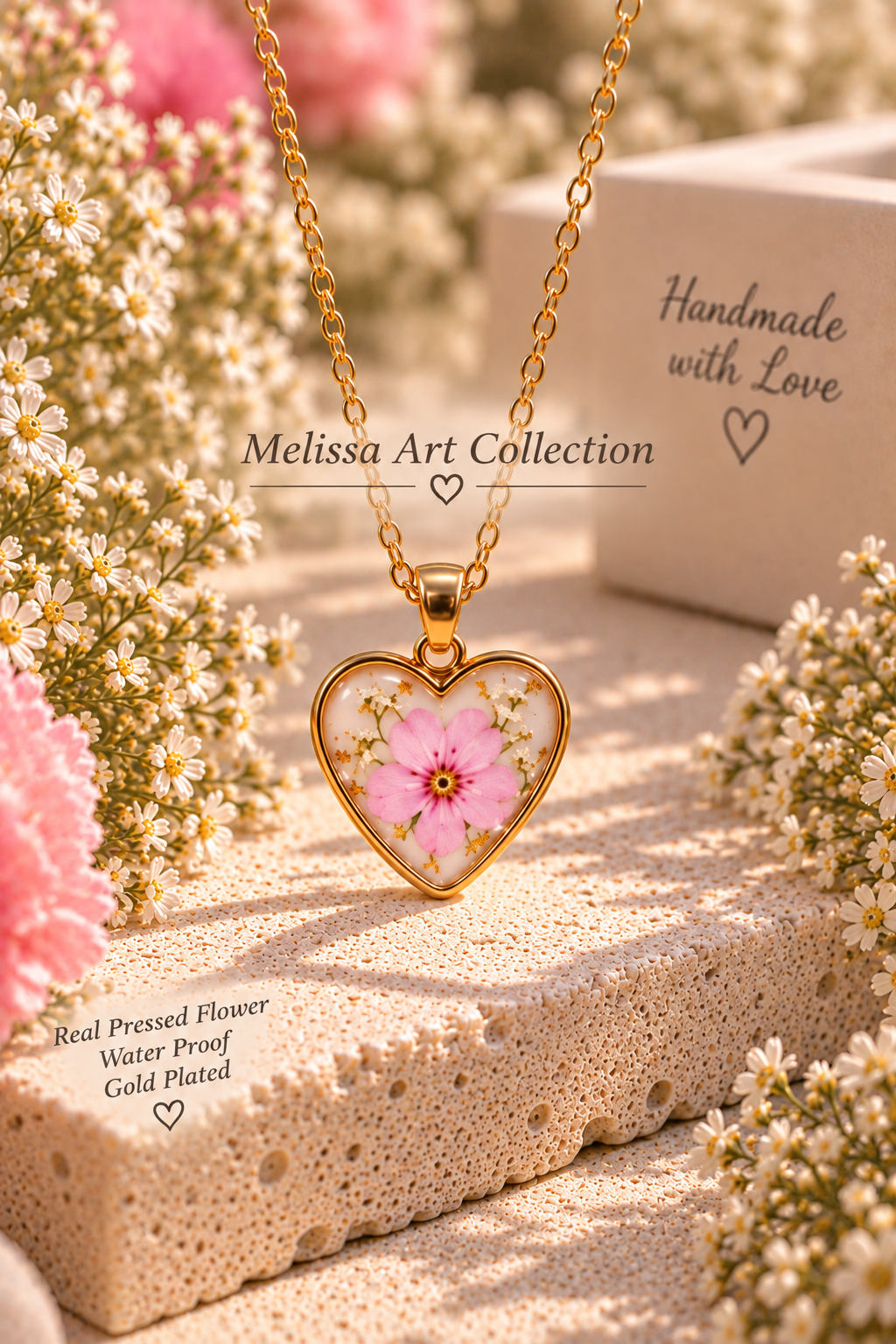 🩷 Pink Cosmos Heart Necklace