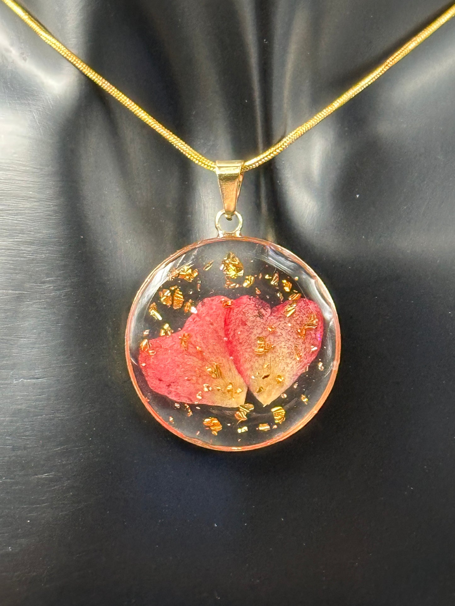 January Carnation Month Flower Necklace, Birth Flower Necklace, Handmade Pressed Real Flower Necklace, Uniquee Holiday Gift, Gold Snake Chain - Melissa Art Collection