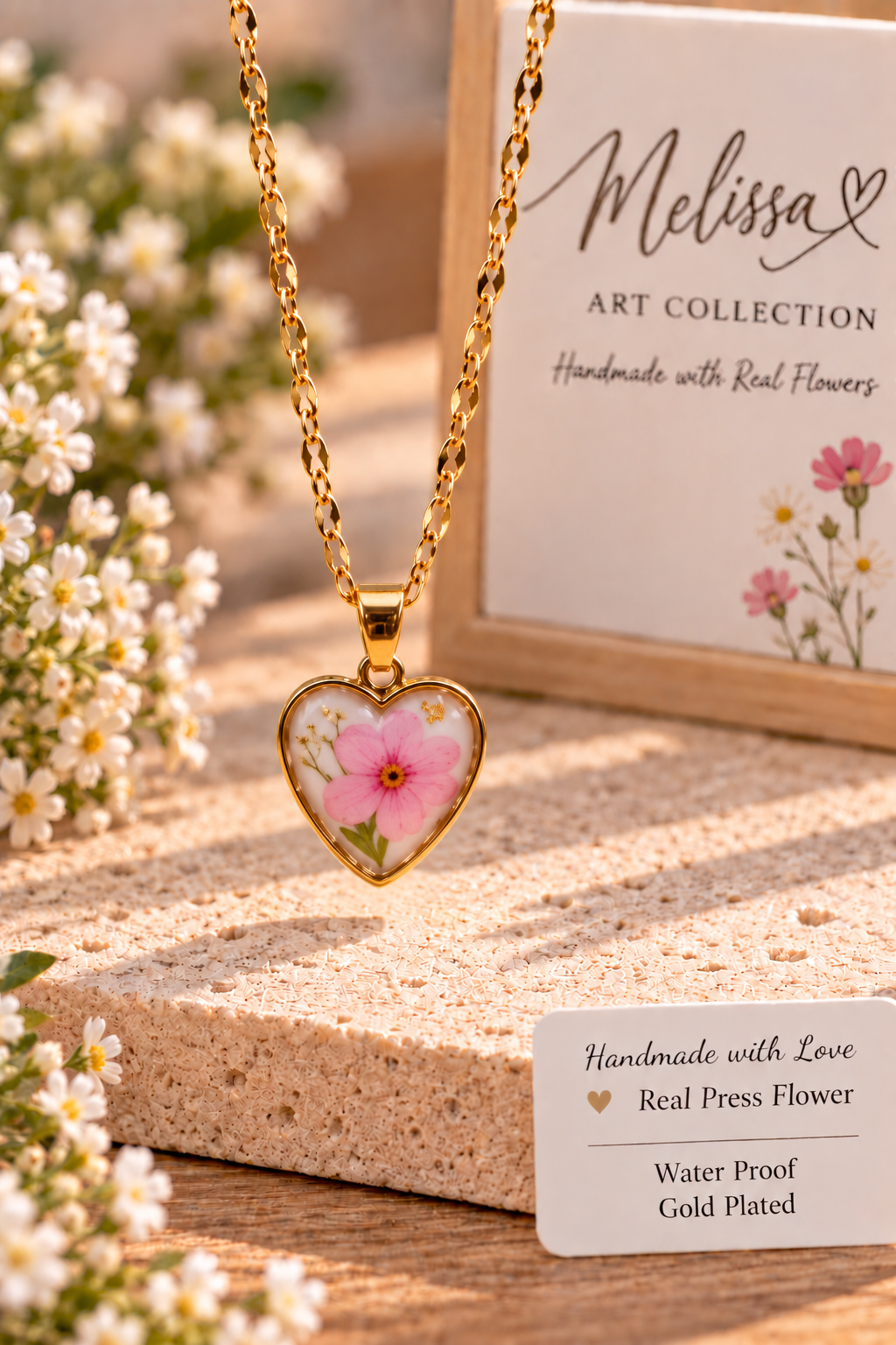 🩷 Pink Cosmos Heart Necklace