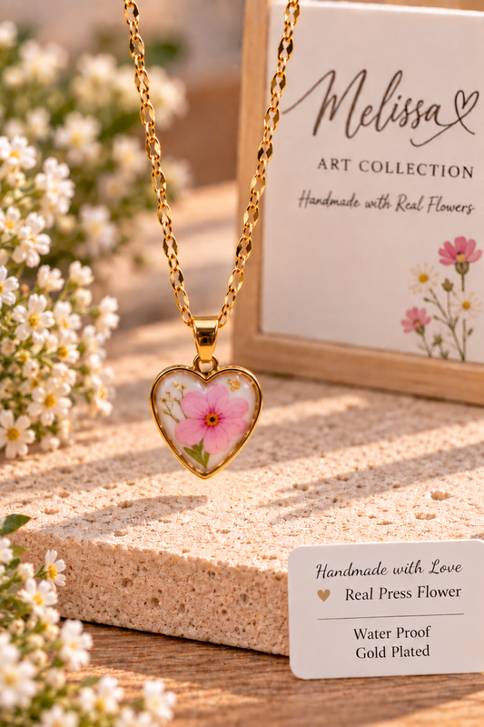 🩷 Pink Cosmos Heart Necklace