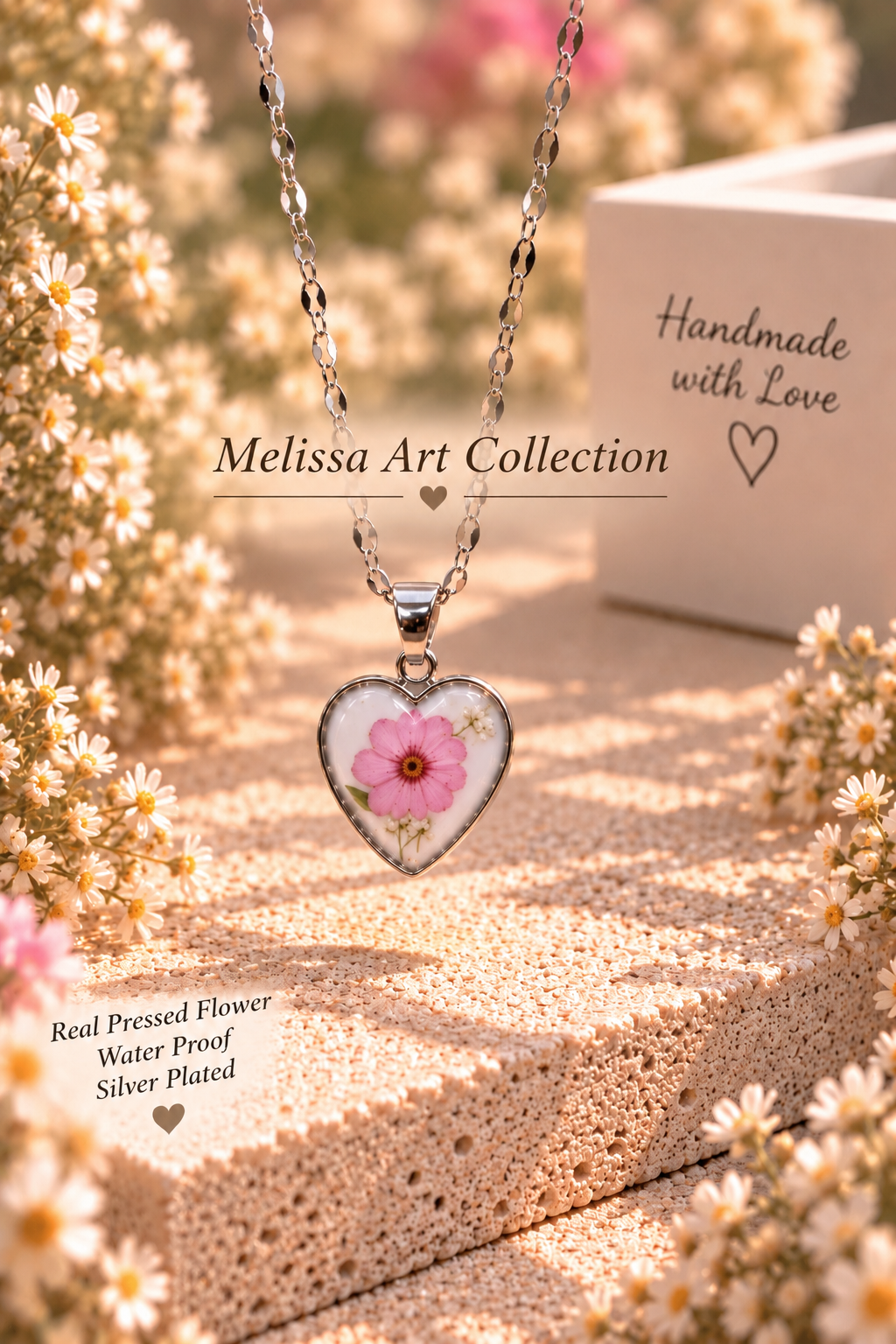 🩷 Pink Cosmos Heart Necklace