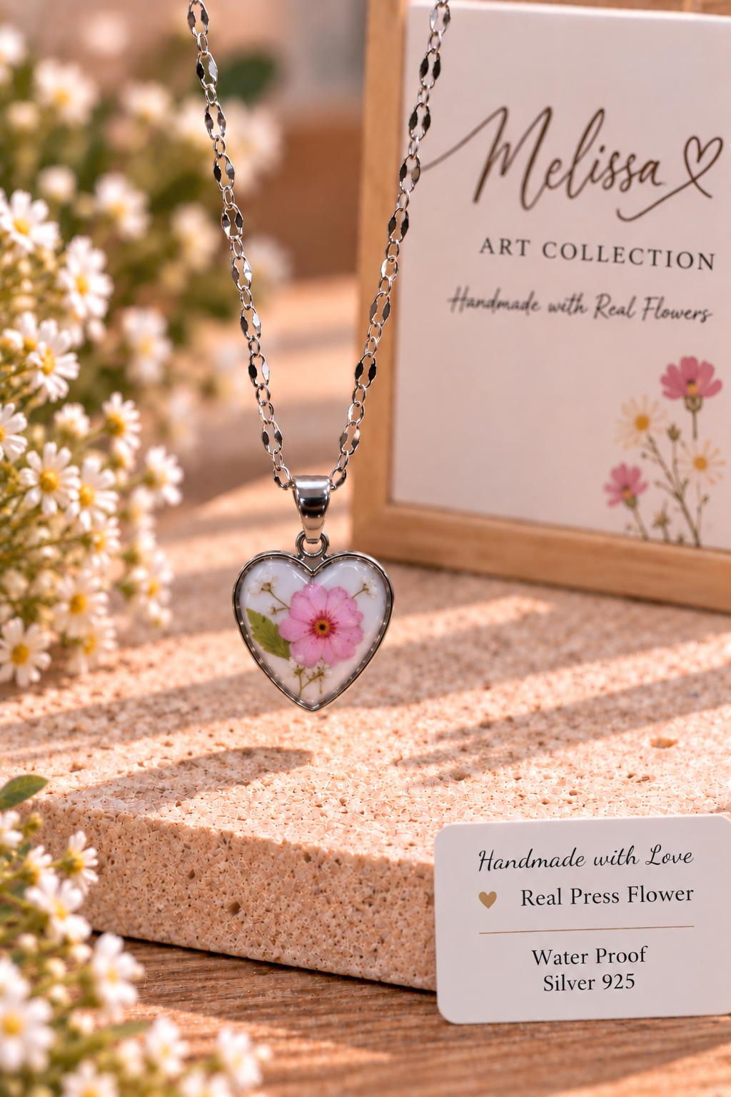🩷 Pink Cosmos Heart Necklace