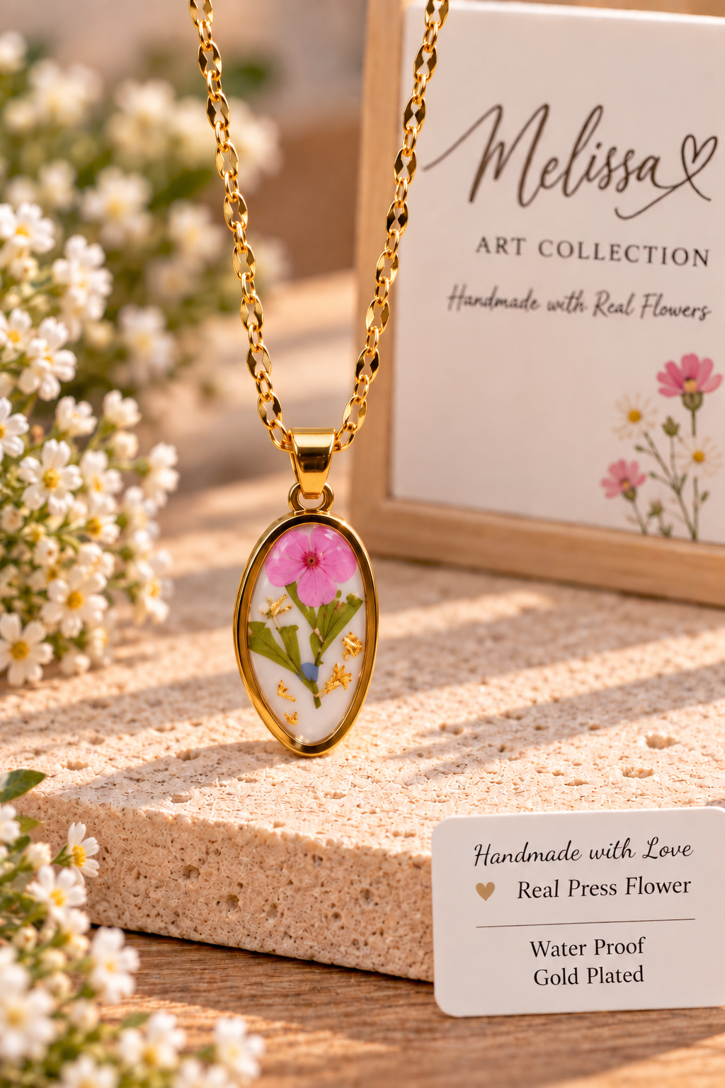 🩷 Pink Wildflower irregular Necklace