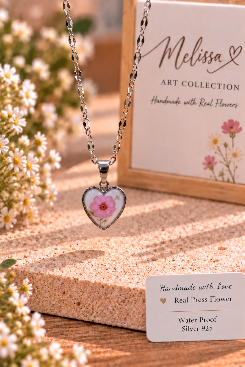 🩷 Pink Cosmos Heart Necklace