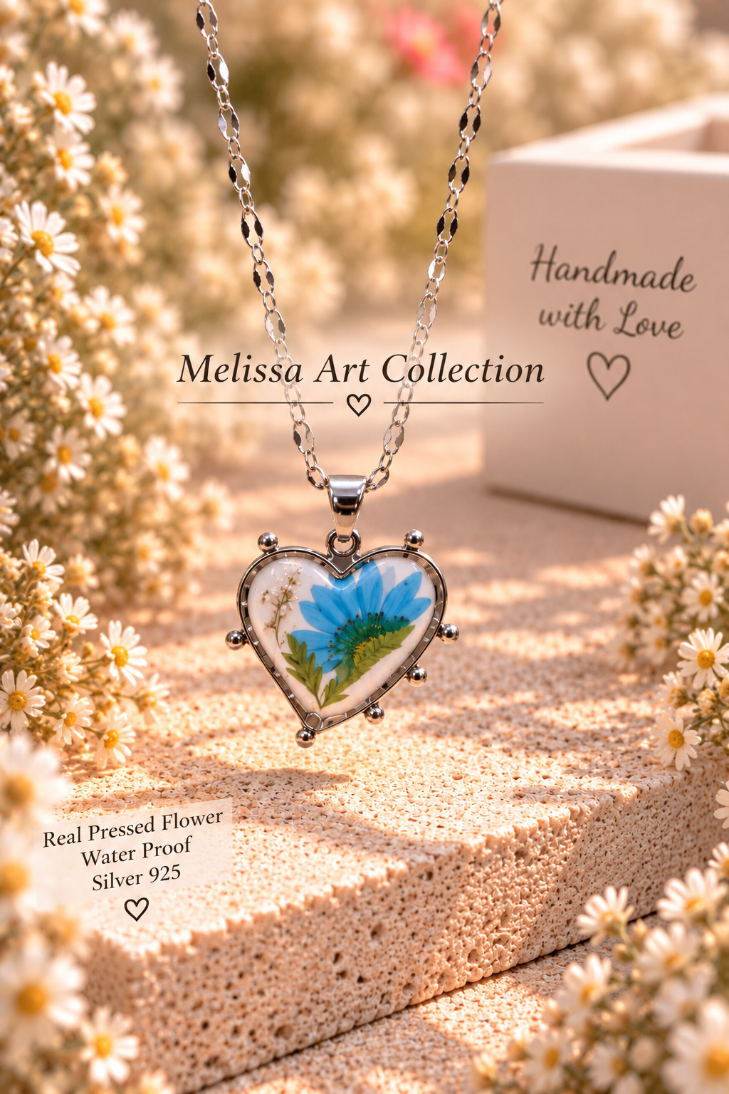 🔵 Blue Garden Heart Necklace