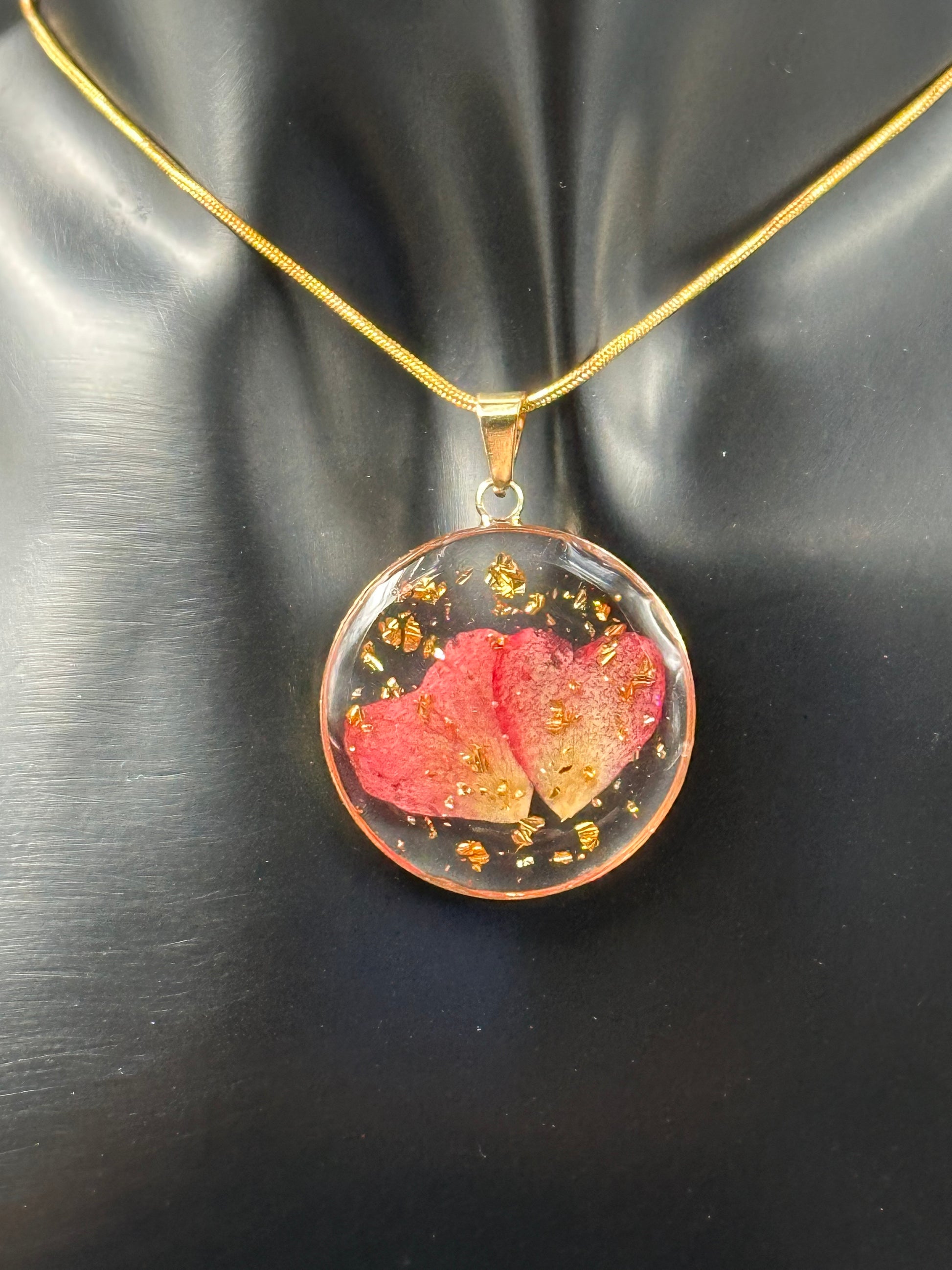 January Carnation Month Flower Necklace, Birth Flower Necklace, Handmade Pressed Real Flower Necklace, Uniquee Holiday Gift, Gold Snake Chain - Melissa Art Collection